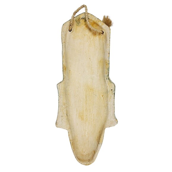 Vintage Clay Indonesian Tree Mask Tribal Green Frog Hanging Heavy - Picture 6 of 7